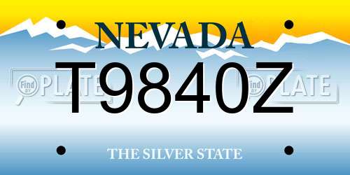 T9840Z Nevada License Plate