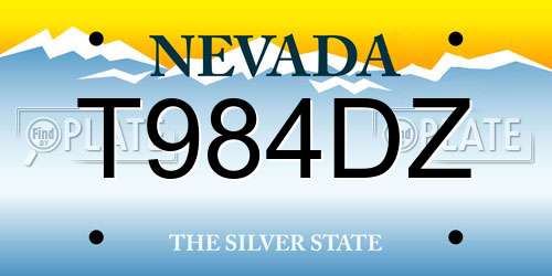 T984DZ Nevada License Plate