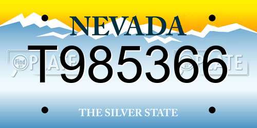 T985366 Nevada License Plate