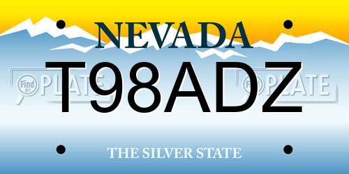 T98ADZ Nevada License Plate
