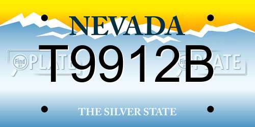 T9912B Nevada License Plate