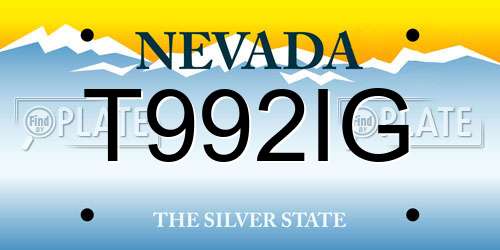 T992IG Nevada License Plate