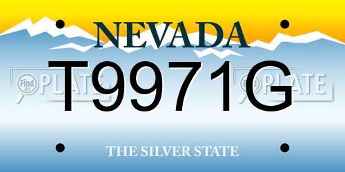T9971G Nevada License Plate