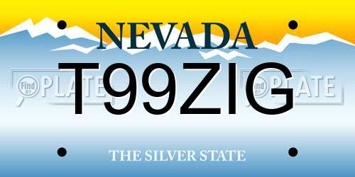 T99ZIG Nevada License Plate