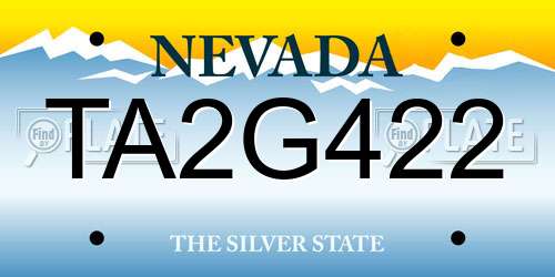 TA2G422 Nevada License Plate