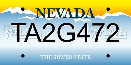 TA2G472 Nevada License Plate