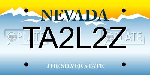 TA2L2Z Nevada License Plate