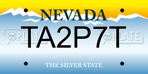 TA2P7T Nevada License Plate