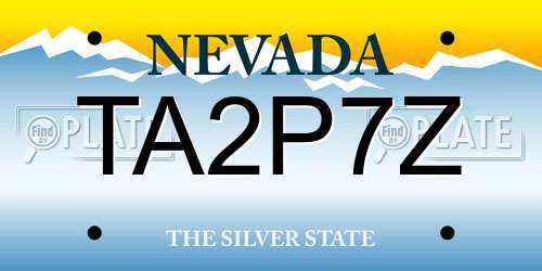 TA2P7Z Nevada License Plate