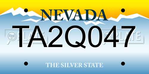 TA2Q047 Nevada License Plate