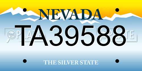 TA39588 Nevada License Plate