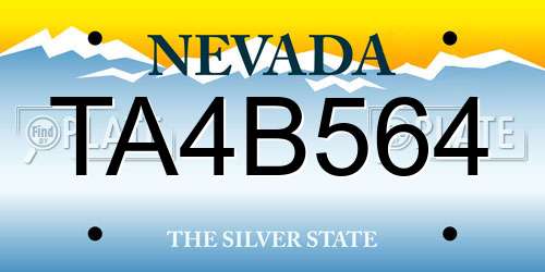 TA4B564 Nevada License Plate