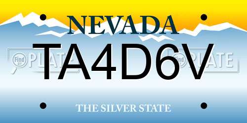 TA4D6V Nevada License Plate