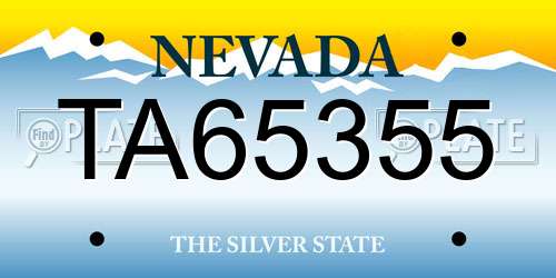 TA65355 Nevada License Plate