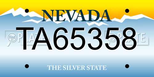 TA65358 Nevada License Plate