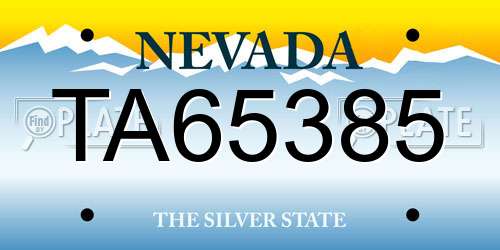 TA65385 Nevada License Plate