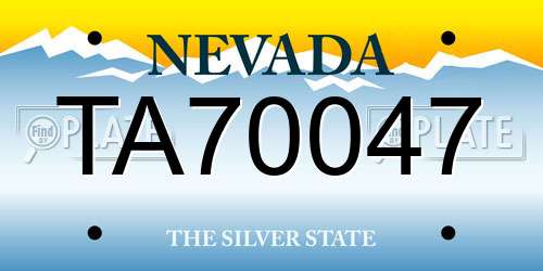 TA70047 Nevada License Plate