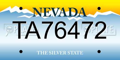 TA76472 Nevada License Plate