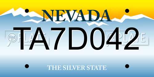 TA7D042 Nevada License Plate