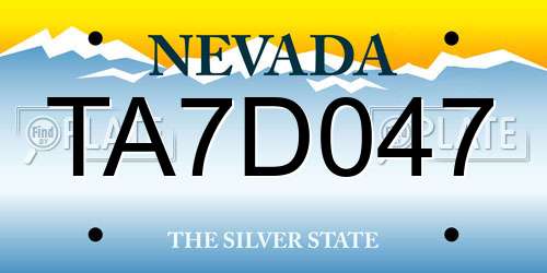 TA7D047 Nevada License Plate