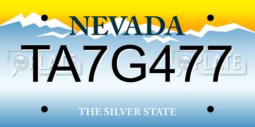 TA7G477 Nevada License Plate