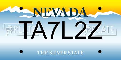 TA7L2Z Nevada License Plate