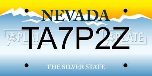 TA7P2Z Nevada License Plate