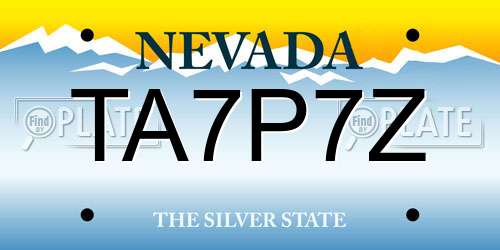 TA7P7Z Nevada License Plate