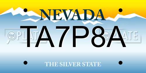 TA7P8A Nevada License Plate