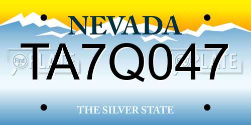 TA7Q047 Nevada License Plate