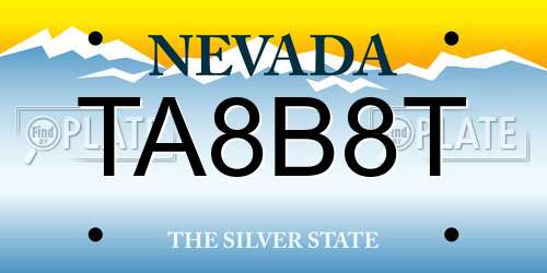 TA8B8T Nevada License Plate