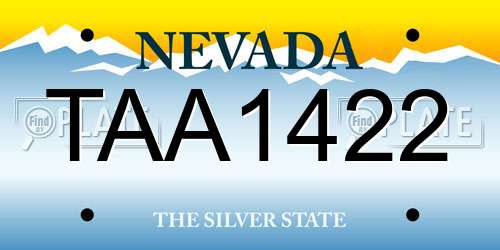 TAA1422 Nevada License Plate
