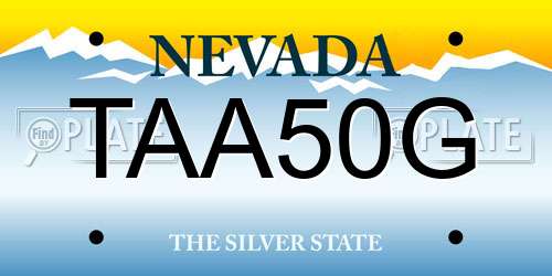 TAA50G Nevada License Plate