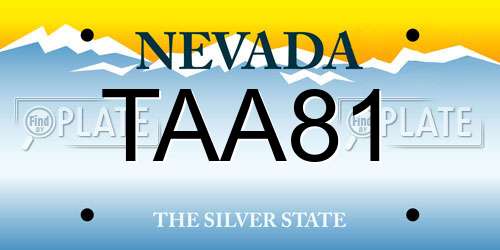 TAA81 Nevada License Plate