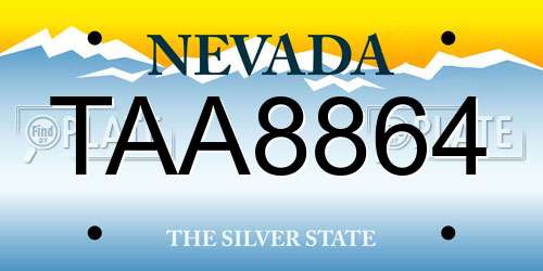 TAA8864 Nevada License Plate