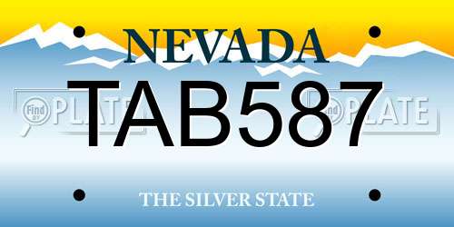 TAB587 Nevada License Plate