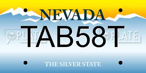 TAB58T Nevada License Plate