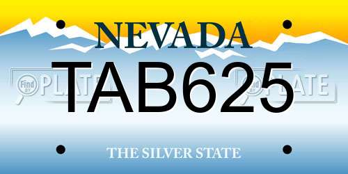 TAB625 Nevada License Plate