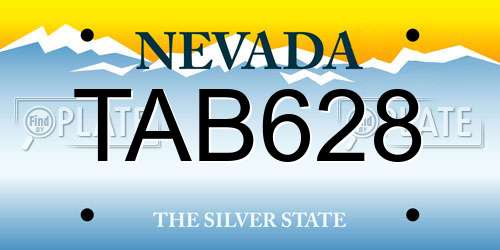TAB628 Nevada License Plate