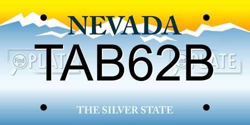 TAB62B Nevada License Plate