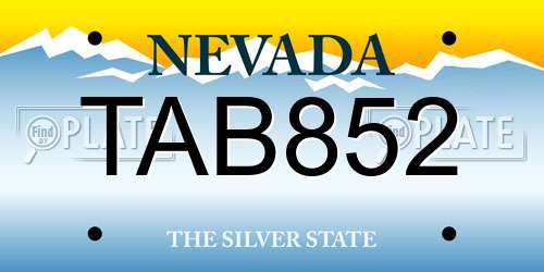 TAB852 Nevada License Plate