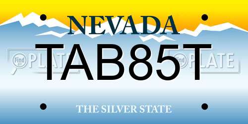TAB85T Nevada License Plate