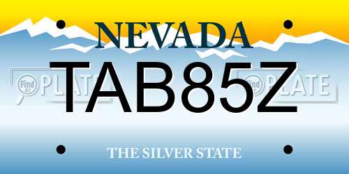 TAB85Z Nevada License Plate