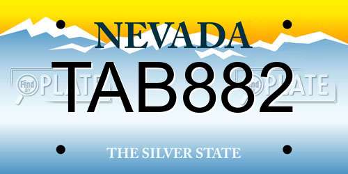 TAB882 Nevada License Plate