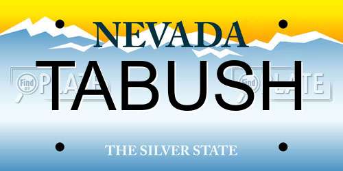 TABUSH Nevada License Plate