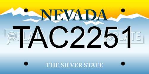 TAC2251 Nevada License Plate