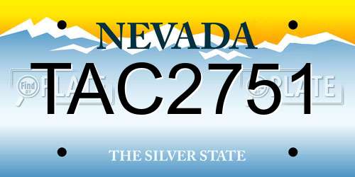 TAC2751 Nevada License Plate