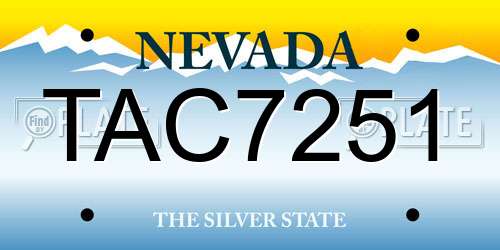 TAC7251 Nevada License Plate