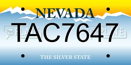 TAC7647 Nevada License Plate
