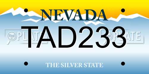TAD233 Nevada License Plate
